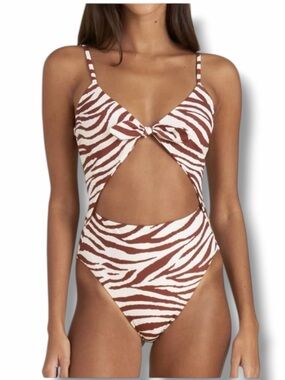 Veronica Beard Aniston Tiger-Print Cutout One-piece Swimsuit size M